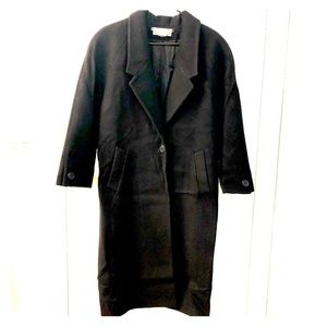 Classic Vintage 100% Wool Long Black Petite Coat